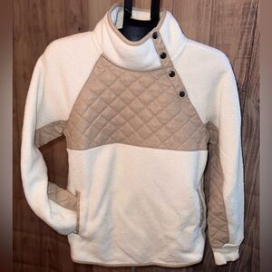 Abercrombie Sherpa Snap Neck Quilted Pullover Cream Taupe | Size Small| EUC